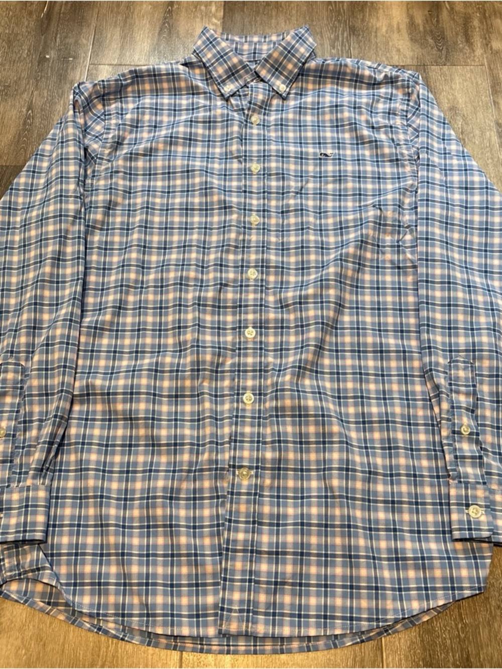 VINEYARD VINES Boys Performance Whale Shirt Gingham Check Button Down XL 18
